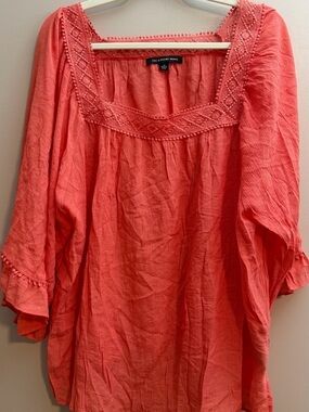 Zac & Rachel Coral Embroidered Square-Neck Tunic